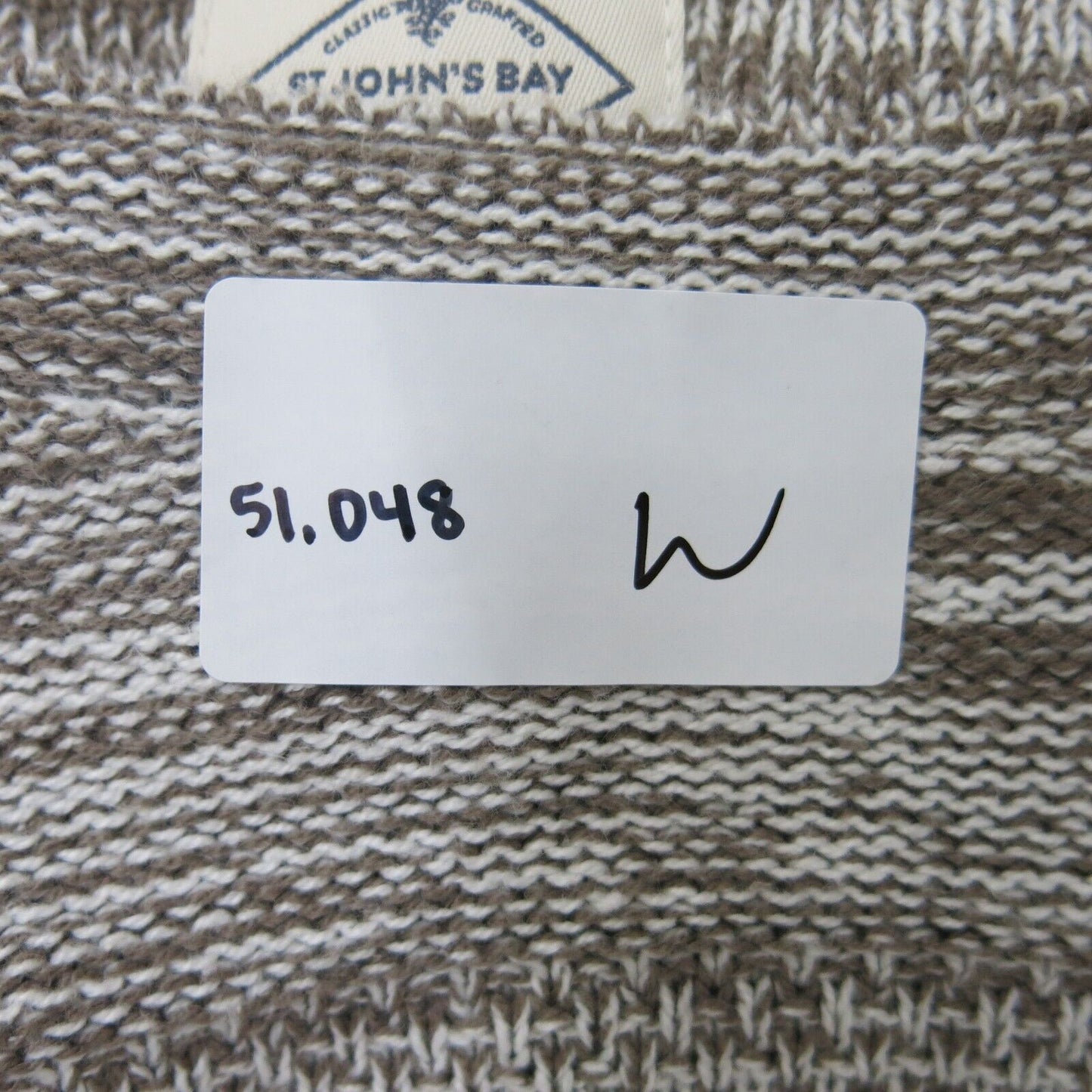 ST Johns Bay Womens Sweater Pullover Long Sleeves Crew Neck Brown White Size S