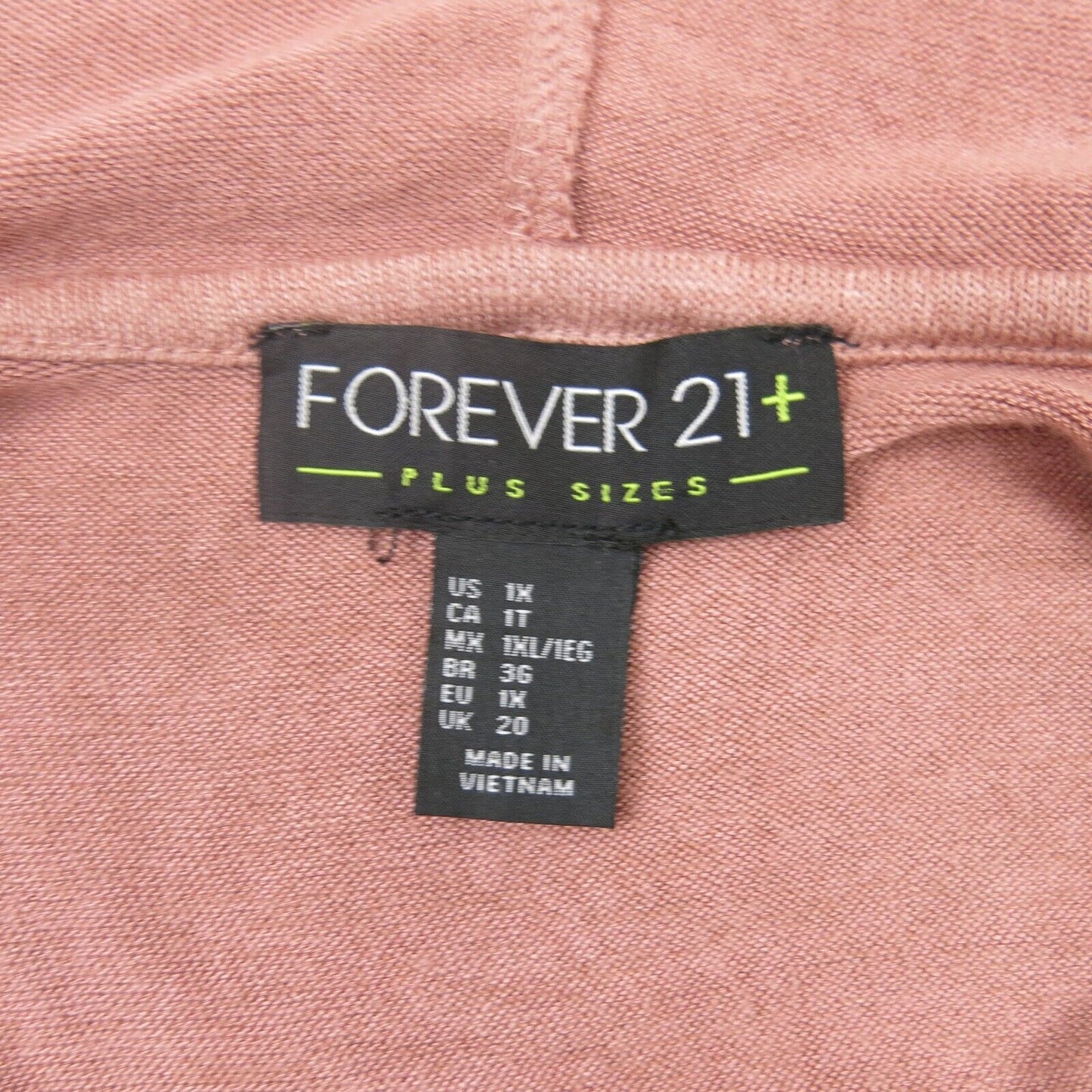 Forever 21 Womens Cover Up Hoodie Long Sleeves Pockets Nude Pink Size 1X