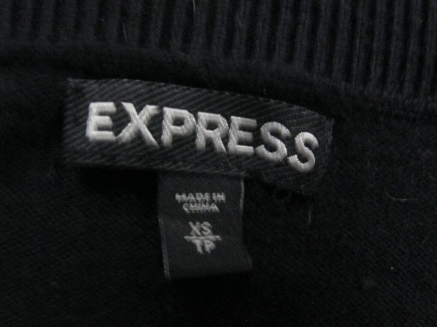 Express Women Pullover Sweater Knitted Short Sleeve V Neck Black Size X Small