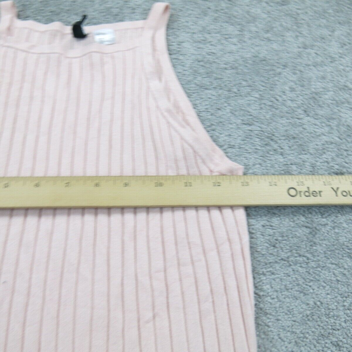 H&M Womens Pullover Knitted Sweater Sleeveless Square Neck Light Pink Sz Medium