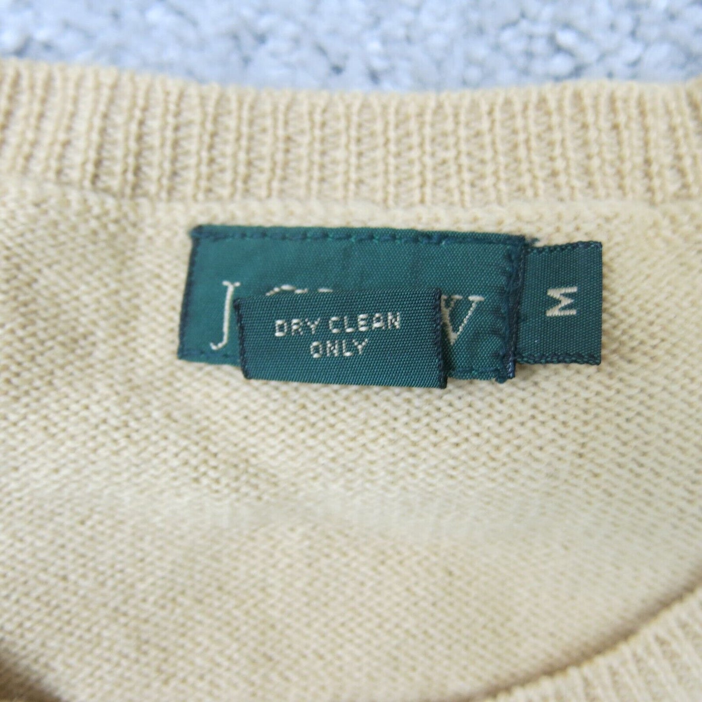 J. Crew Womens Cardigan Sweater Front Button 100% Lamb Wool Crew Neck Beige SZ M