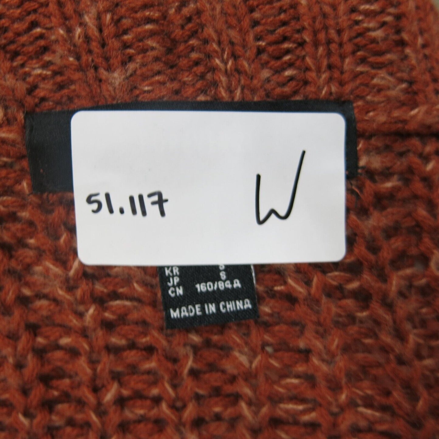 Forever 21 Womens Cardigan Sweater Open Front Pockets Dark Orange Size Small