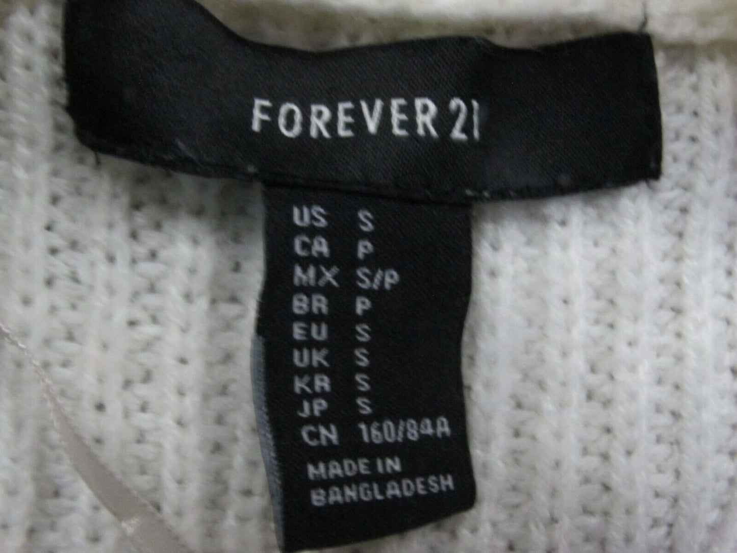 Forever 21 Womens Cardigan Sweater Open Front Long Sleeves Pockets White Size S