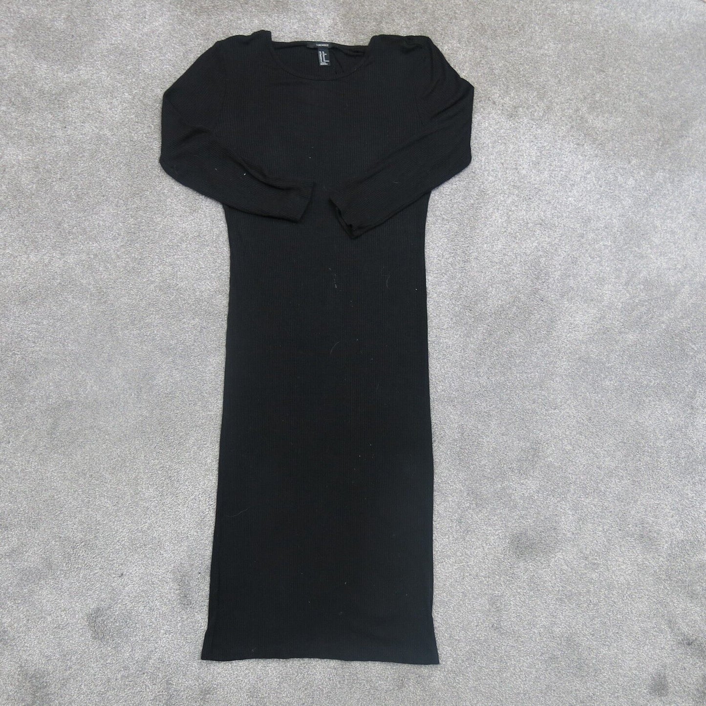 Forever 21 Womens Long Sweater Dress Boat Neck Long Sleeves Solid Black Size XL
