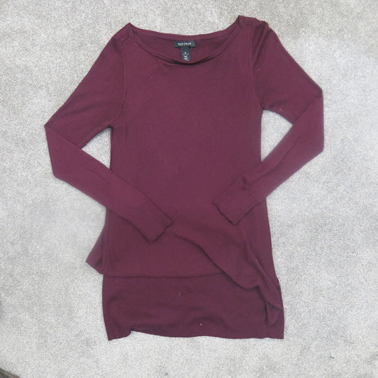 White House Black Market Womens High Low Sweater Long Sleeves Maroon Size Medium
