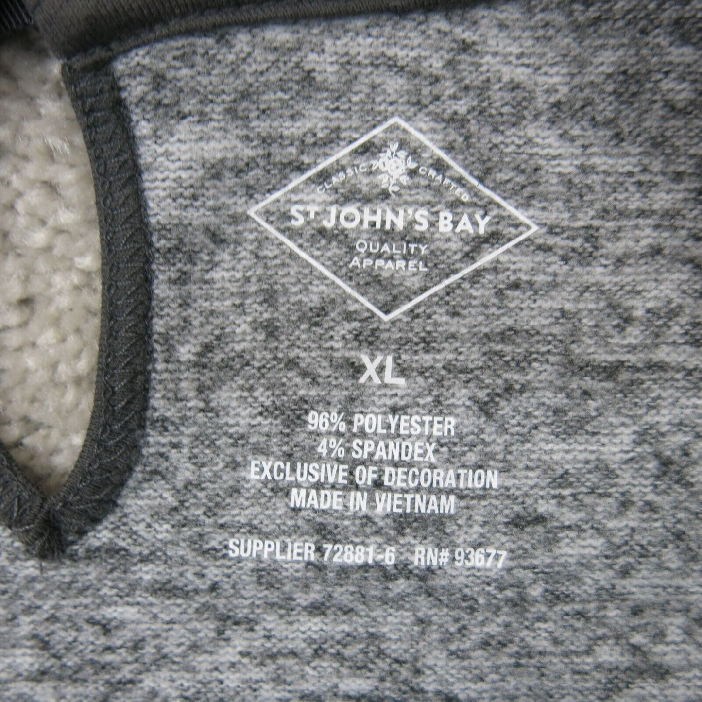 St Johns Bay Womens Sweater Knitted Long Sleeve Embroidered Gray Size X Large