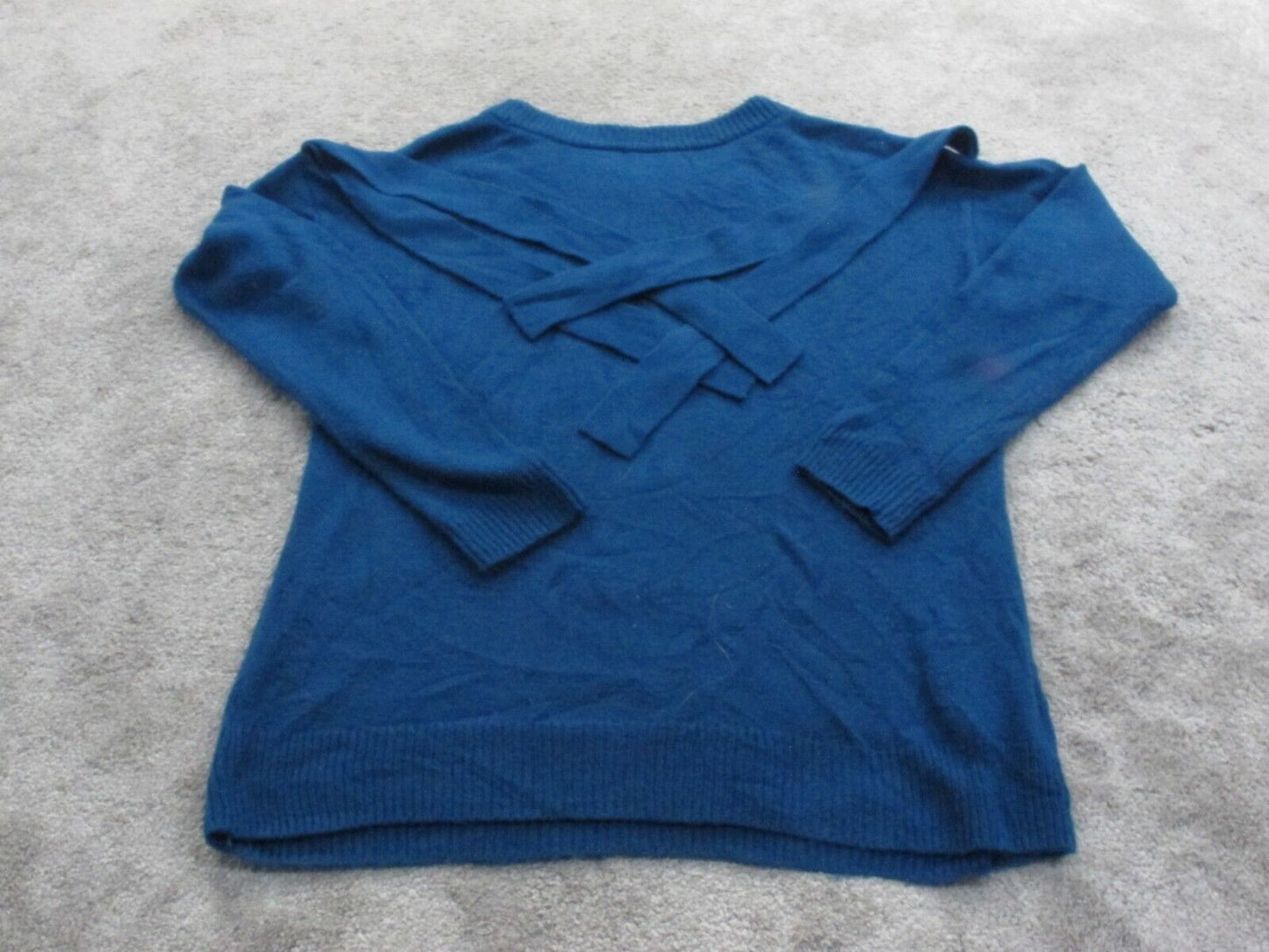 ANN Taylor Women Pullover Sweater Knitted Long Sleeve Crew Neck Blue Size Medium