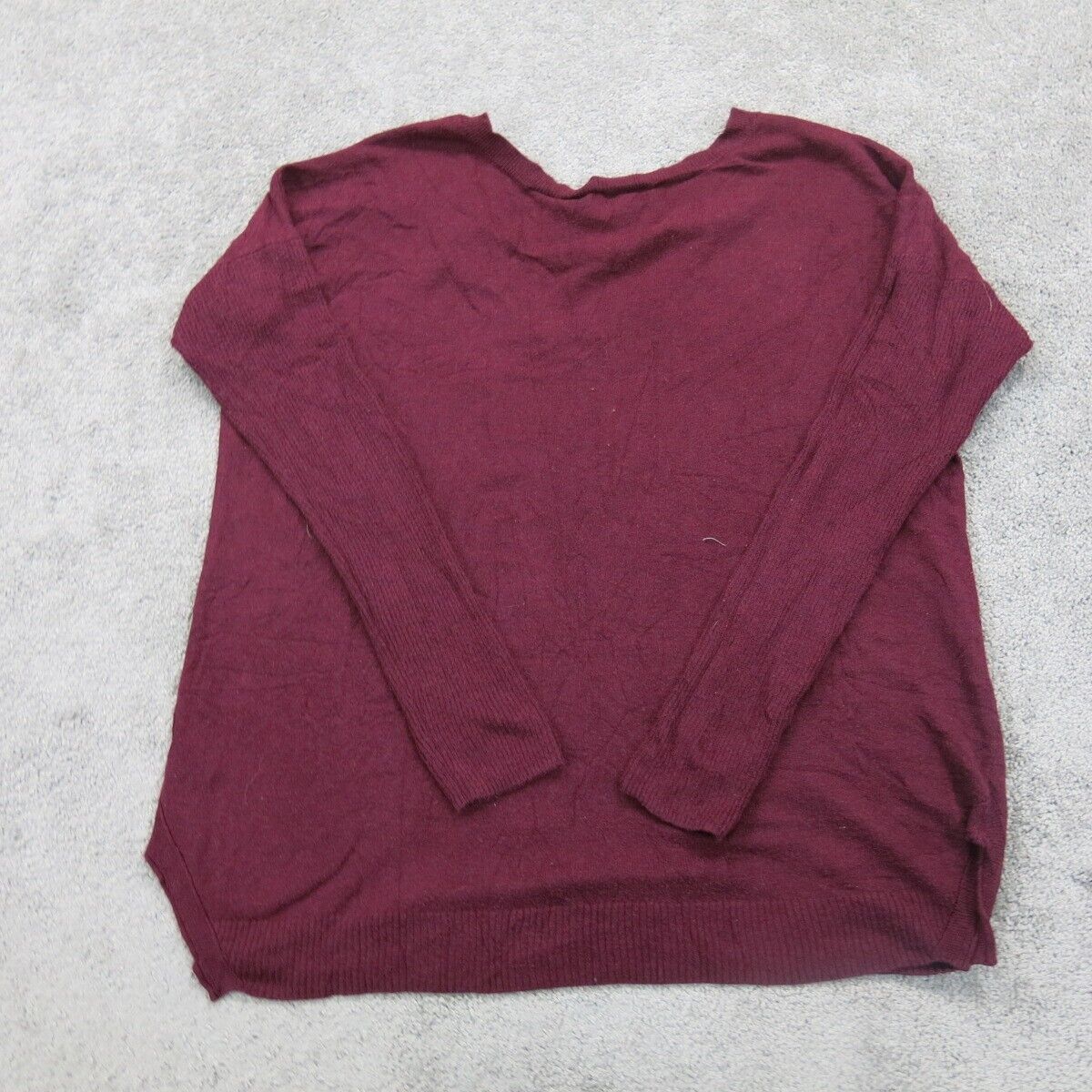 American Eagle Womens Knitted Sweater Long Sleeves V Neck Maroon Size Medium