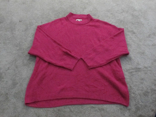 American Eagle Womens Pullover Sweater Knitted Long Sleeves Hot Pink Size XL