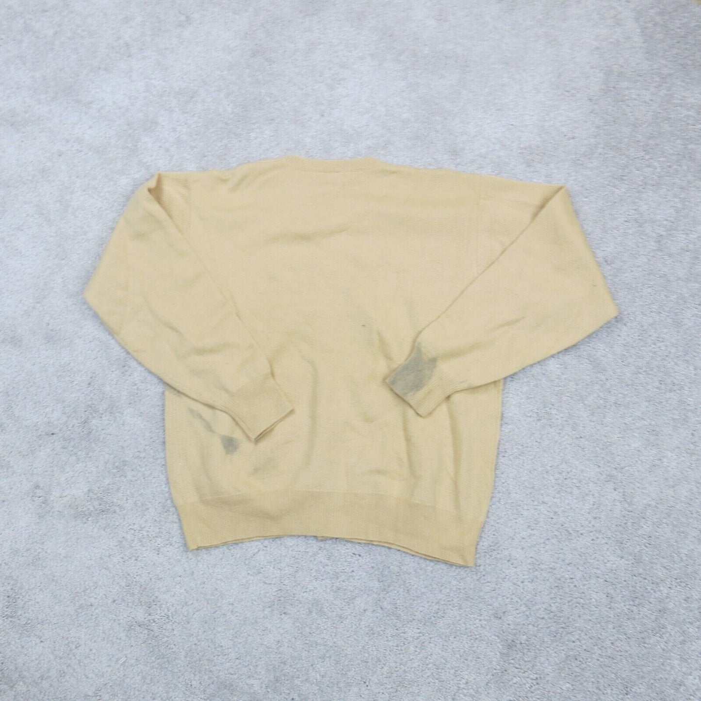 J. Crew Womens Cardigan Sweater Front Button 100% Lamb Wool Crew Neck Beige SZ M
