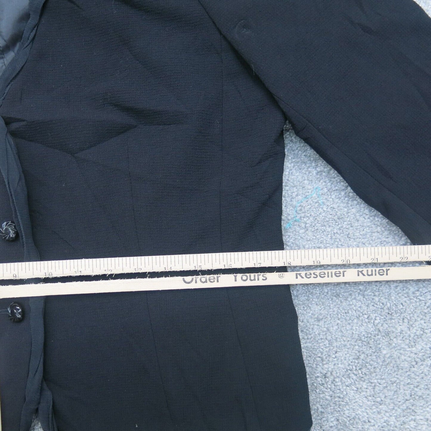 Tahari Womens Blazer Coat Long Sleeves Front Button Pockets Black Size 14