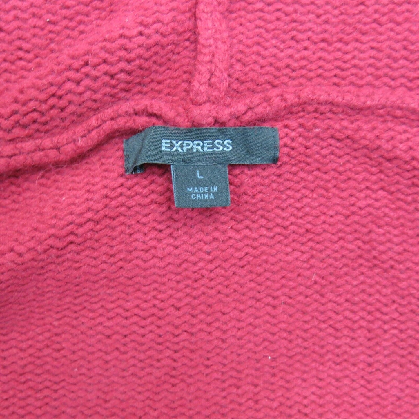 Express Womens Full Zip Up Hooded Sweater Long Sleeves Knitted Red Size Large