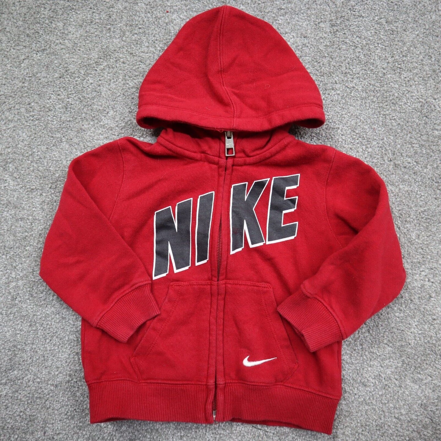 Nike Hoodie Jacket Boys Size 18M Red Full Zip Up Jacket Long Sleeve Solid Logo