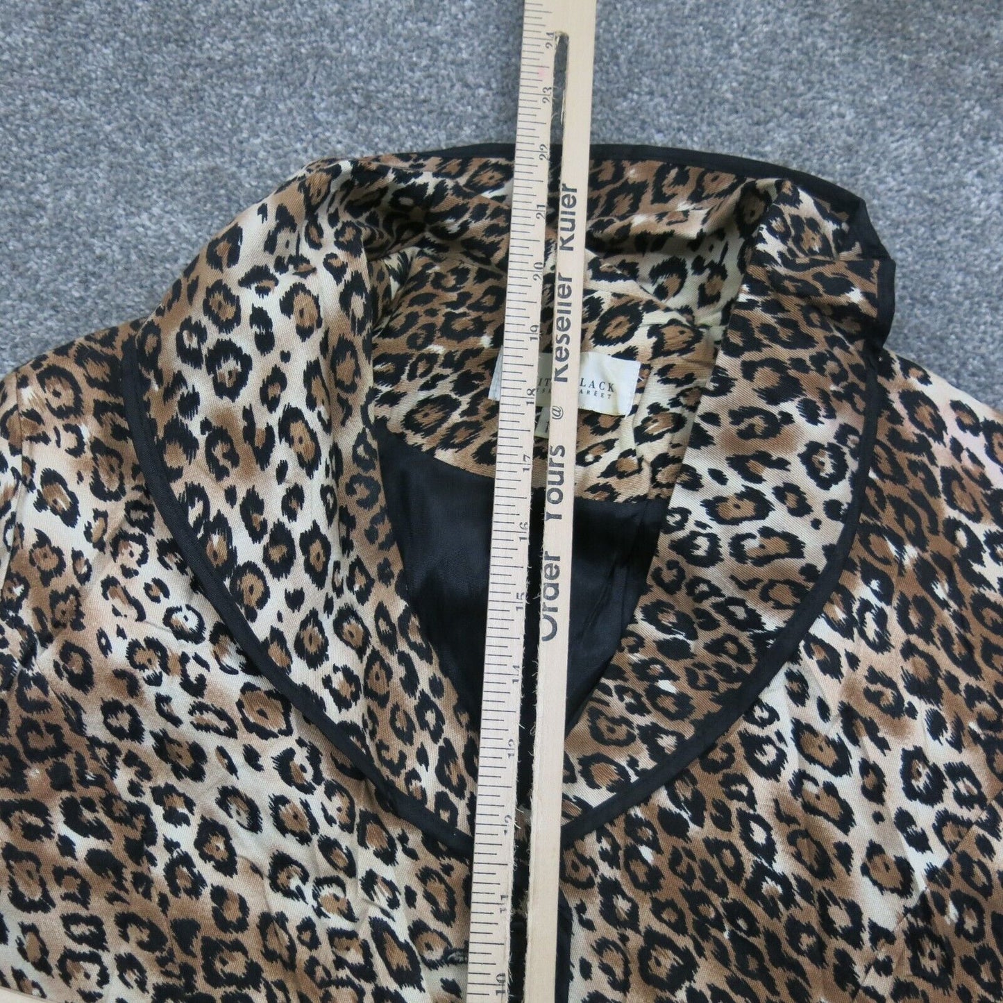 White House Black Market Women Blazer Coat Leopard Print 3/4 Sleeves Brown SZ 10