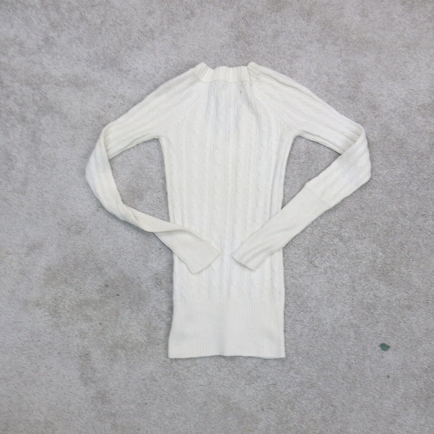 American Eagle Womens Fitted Sweater Knitted Long Sleeves Logo White Size Medium