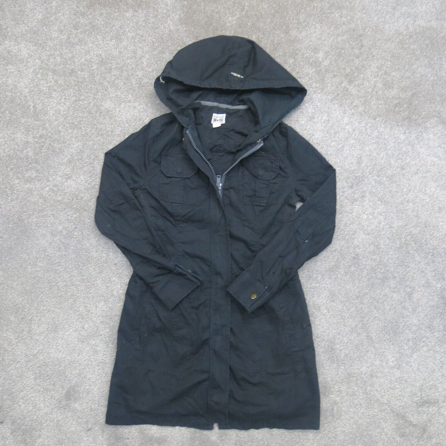 Converse One Star Womens Full Zip Up Hooded Jacket Long Sleeves Black Size XS