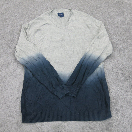 American Eagle Womens Pullover Sweater Knitted Long Sleeves Blue Gray Size XLT