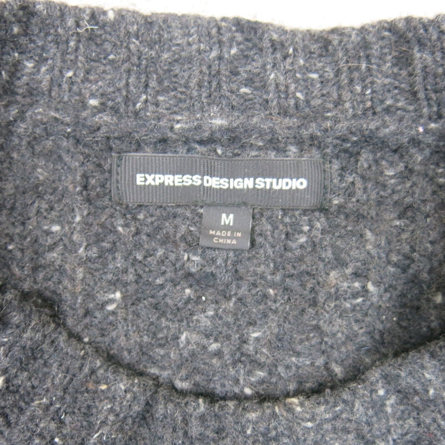 Express Womens Pullover Sweater Knitted Round Neck Long Sleeve Black Size Medium