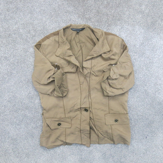 White House Black Market Women Blazer Coat Single Breasted Half Sleeve Brown 2