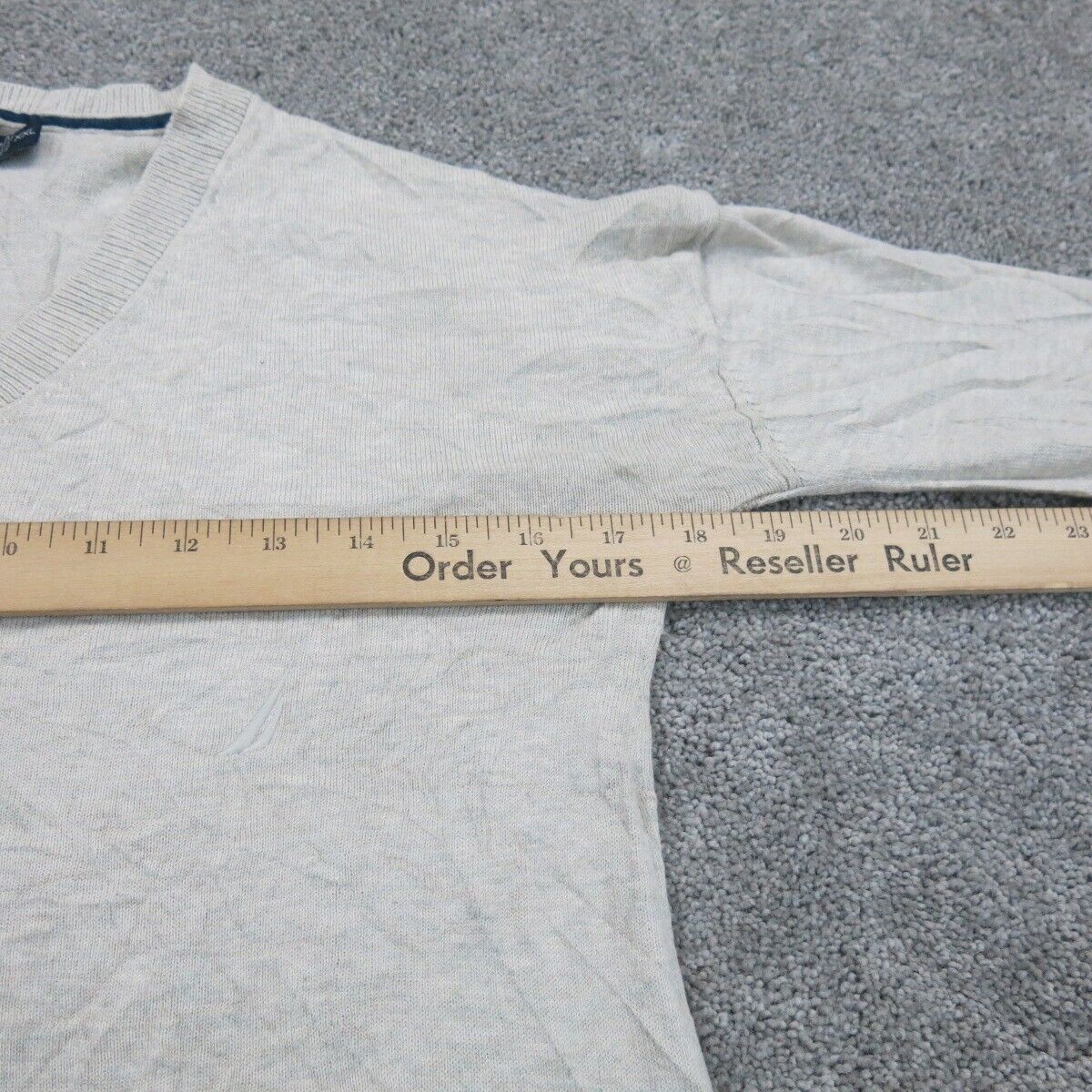 Nautica Womens Pullover Sweater Knitted V-Neck Long Sleeves Ivory Size XXL