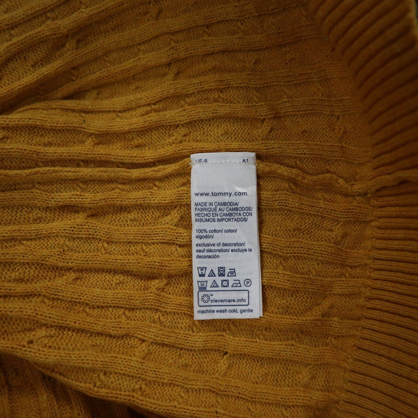 Tommy Hilfiger Womens Pullover Sweater Deep V Neck 100%Cotton Mustard Size Large