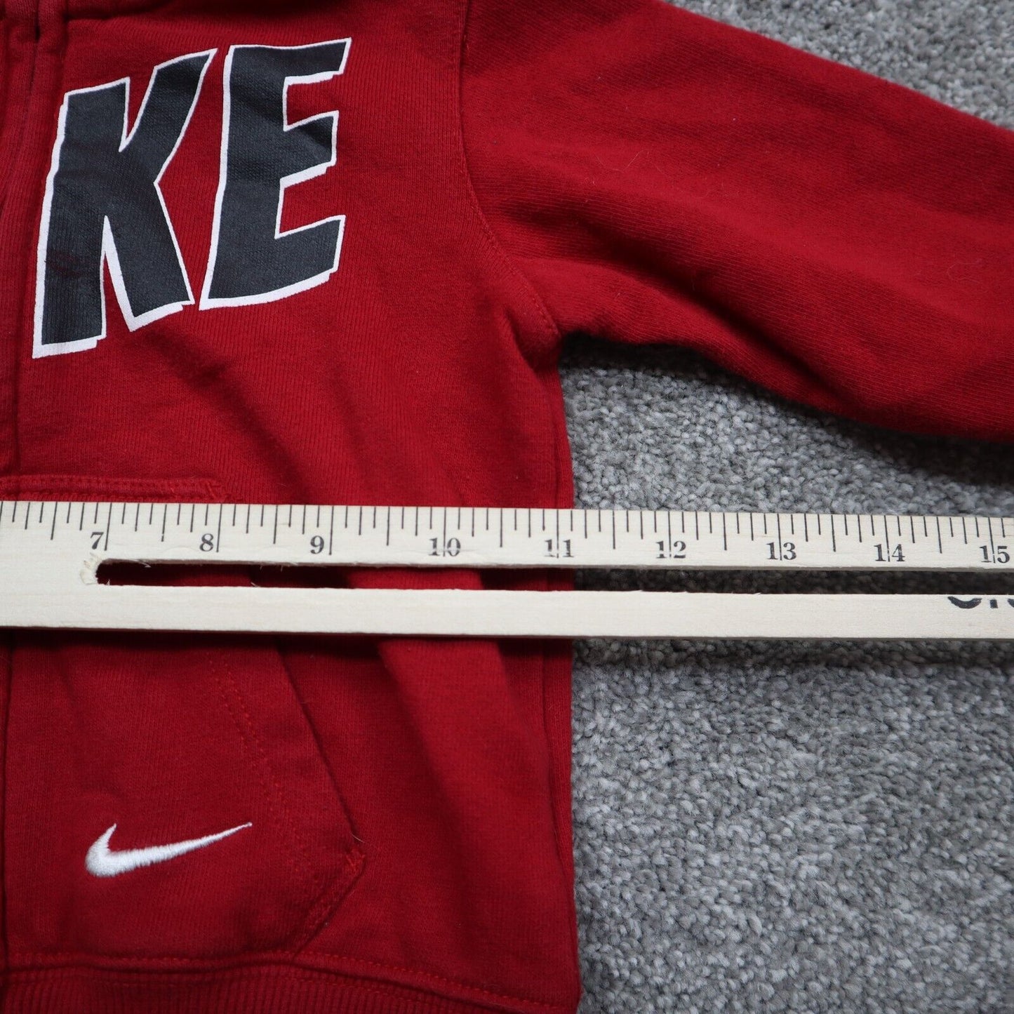 Nike Hoodie Jacket Boys Size 18M Red Full Zip Up Jacket Long Sleeve Solid Logo