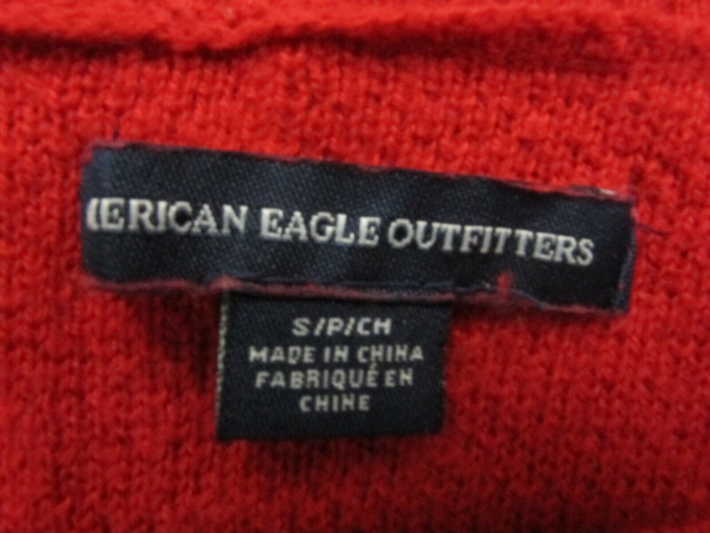 American Eagle Women Pullover Sweater Knitted Long Sleeves Crew Neck Red Size S
