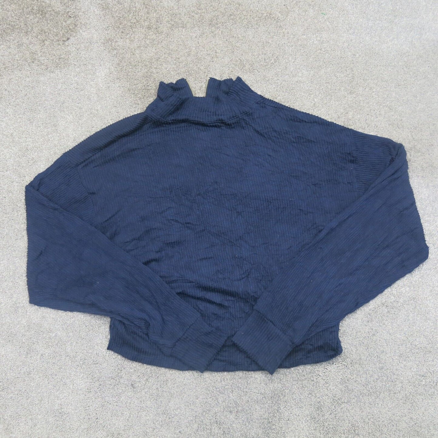 Forever 21 Womens Pullover Knitted Sweater 1/4 Zip Long Sleeves Navy Blue Size M