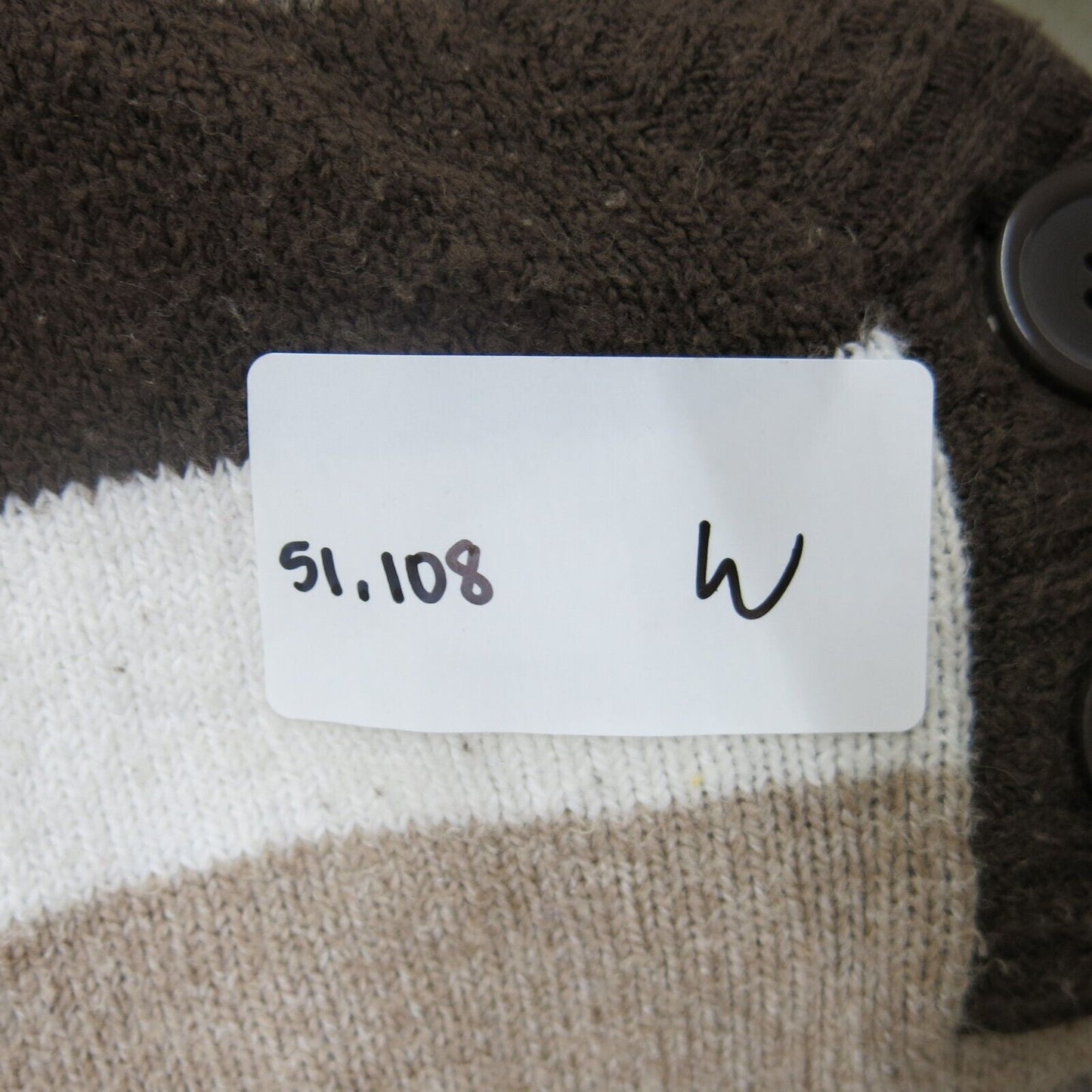 ST Johns Bay Womens Pullover Henley Sweater Striped Brown White Size Large