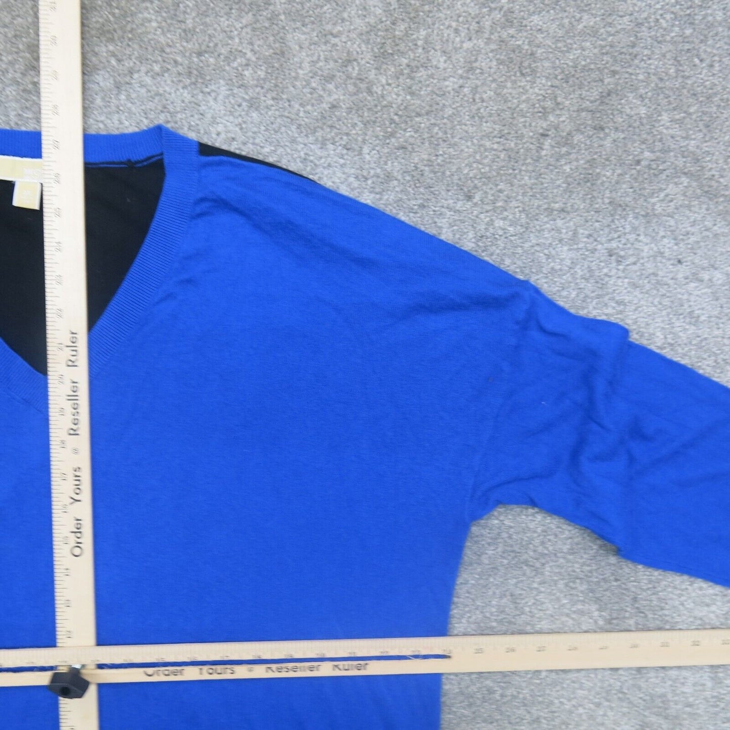 Michael Kors Men Pullover Sweater Knitted Long Sleeves V Neck Blue Black Size 2X