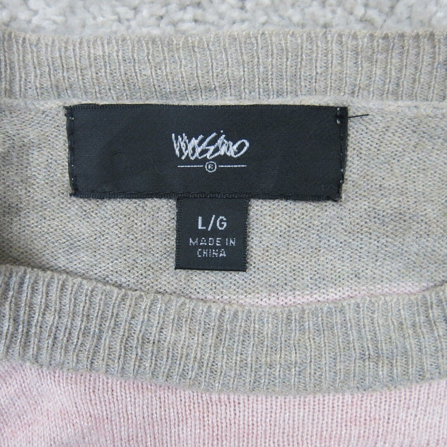 Mossimo Womens Pullover Sweater Knitted Long Sleeve Striped Gray Pink Size Large