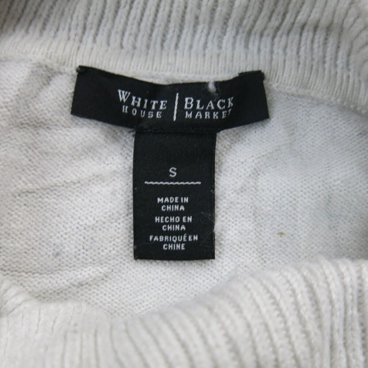 White House Black Market Women Pullover Sweater High Neck Gray Black Size Small
