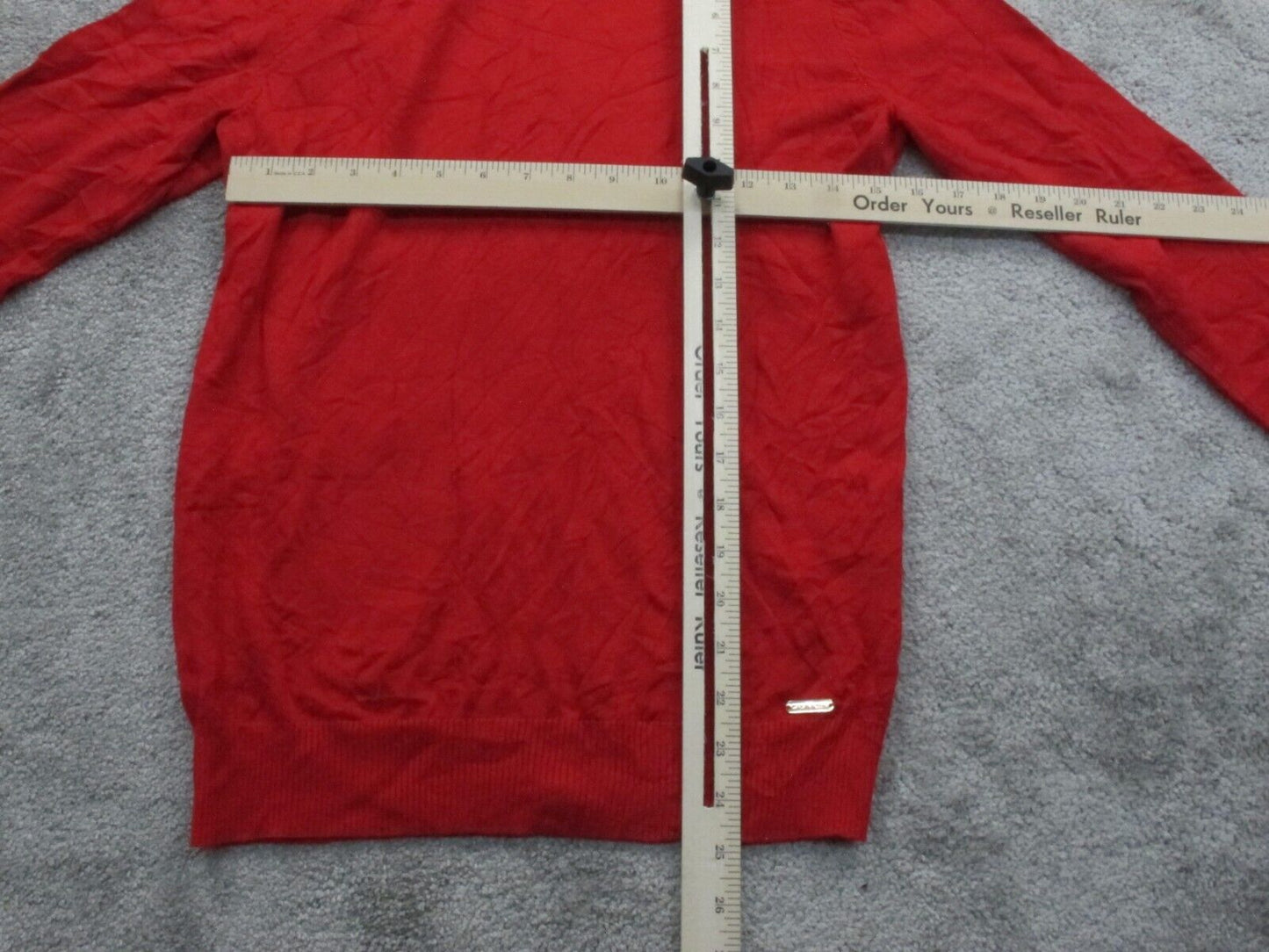 Calvin Klein Womens Pullover Sweater Knitted Long Sleeves Turtle Neck Red Size M