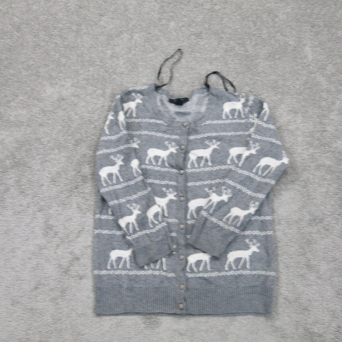 Forever 21 Womens Cardigan Sweater Front Button Long Sleeves Gray Size Medium