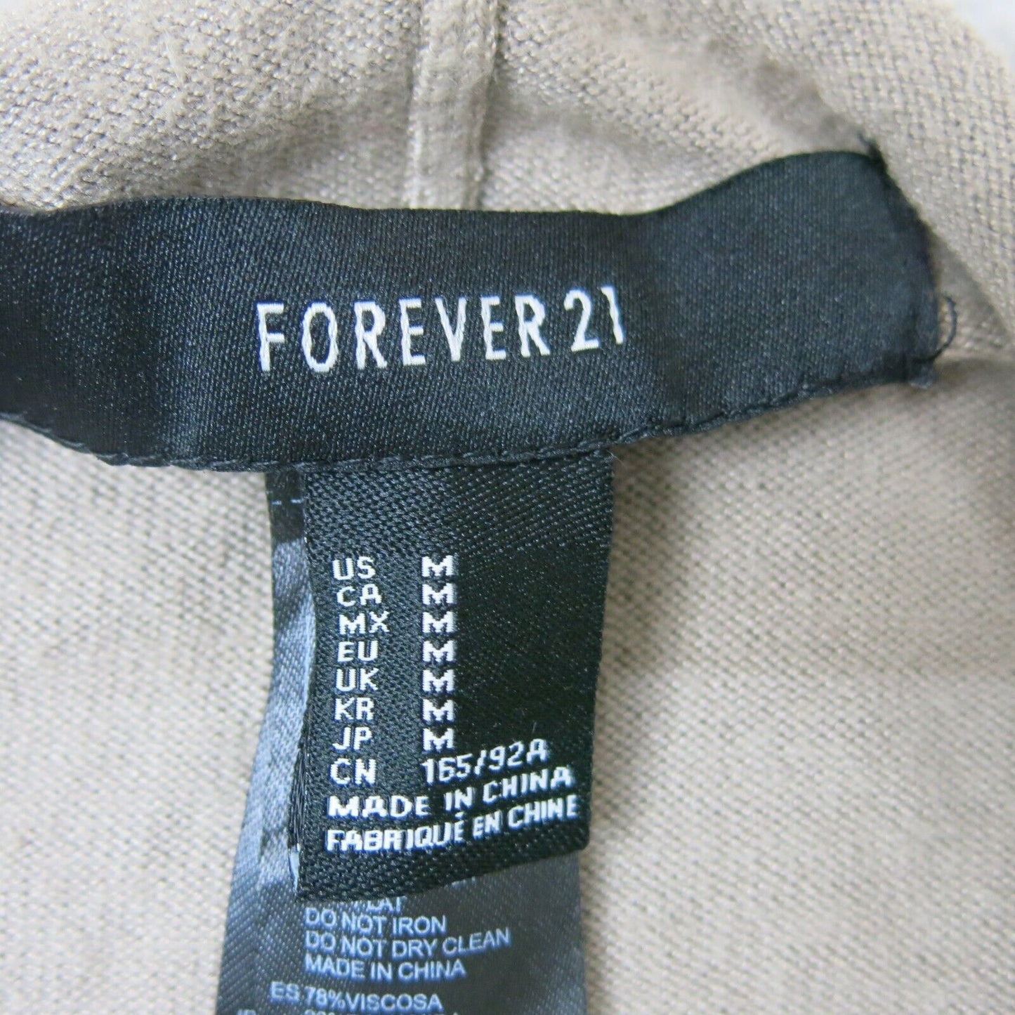 Forever 21 Womens Sweater Cardigan Open Front Knitted Cap Sleeves Beige Size M