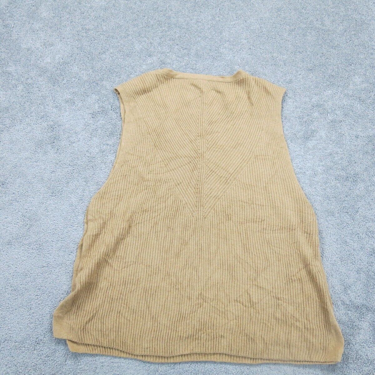 Talbots Women Knitted Vest Sweater Sleeveless V Neck Tan Size Medium