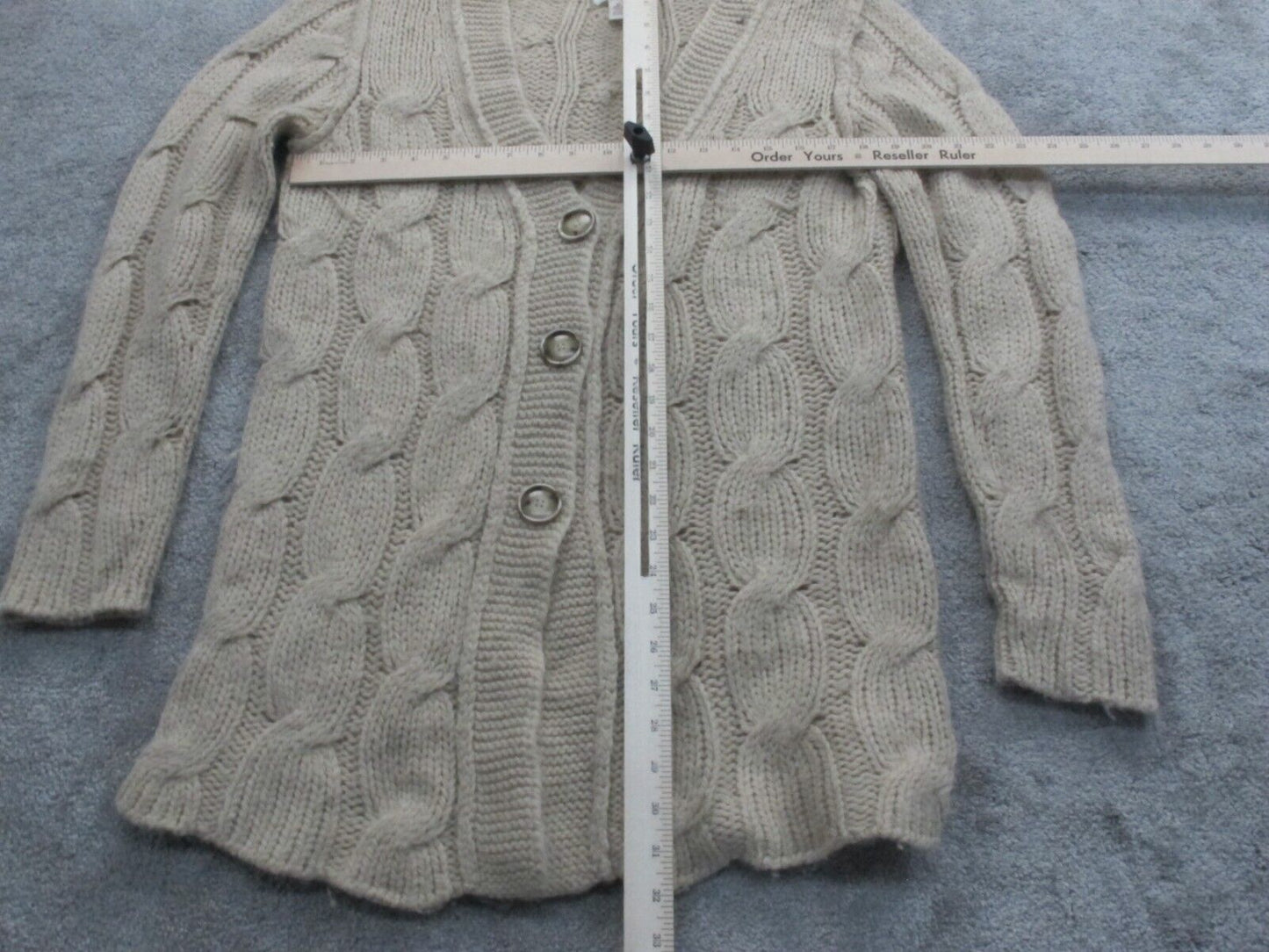 Banana Republic Womens Cardigan Knitted Sweater Front Button Beige Size Medium