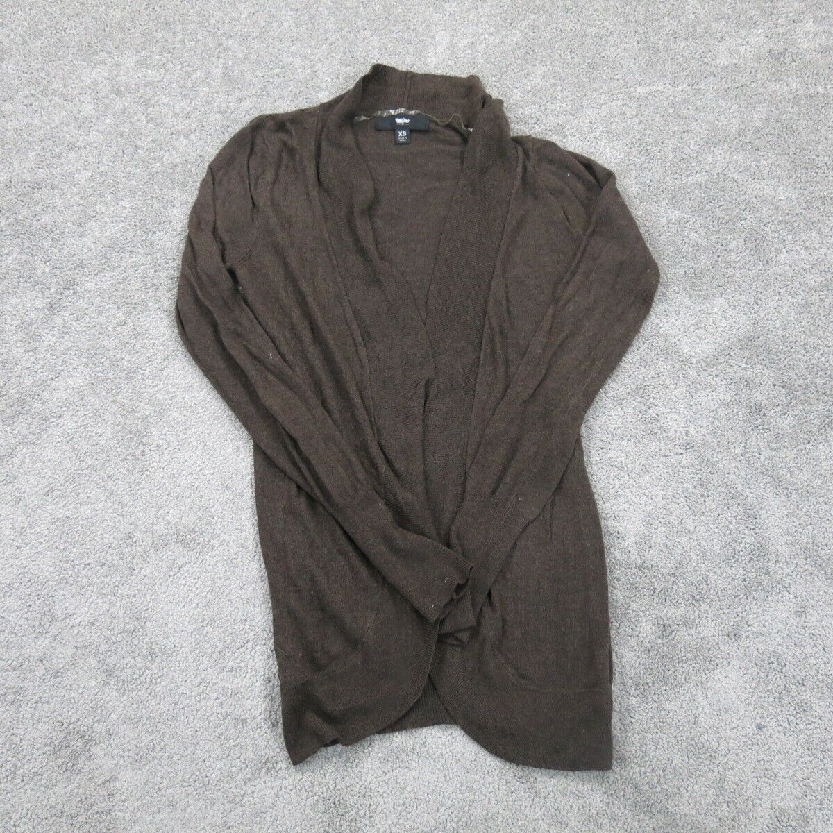 Mossimo Women Cardigan Sweater Knitted Open Front Long Sleeves Brown Size XS