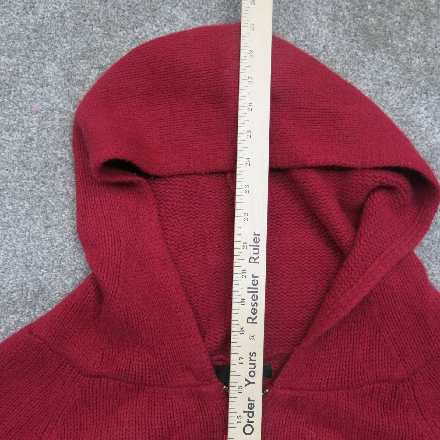 Express Womens Full Zip Up Hooded Sweater Long Sleeves Knitted Red Size Large