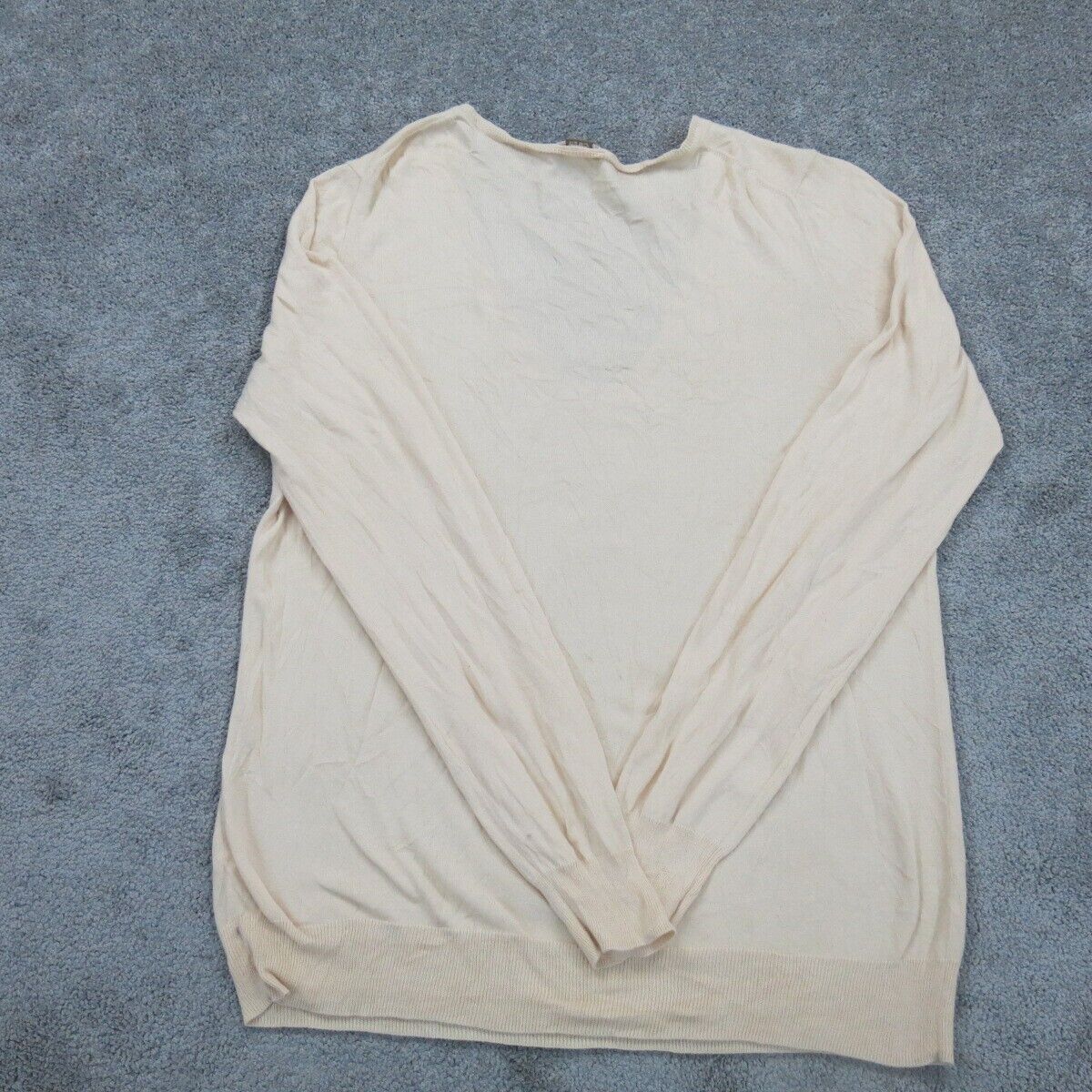 J. Crew Womens Knitted Pullover Sweater Long Sleeves Crew Neck Cream Size Large