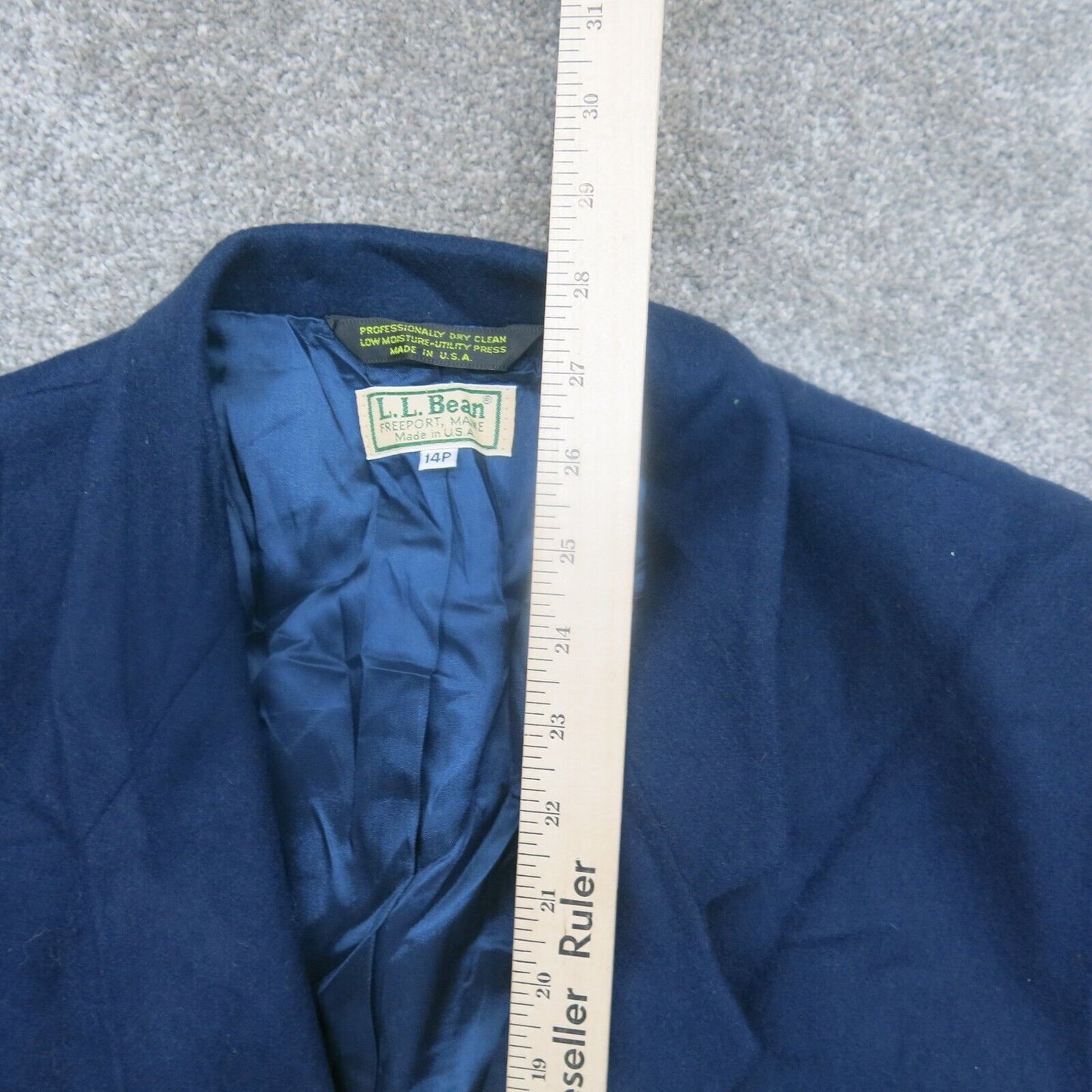 L.L. Bean Womens Blazer Coat Single Breasted Long Sleeves Pockets Blue Size 14P