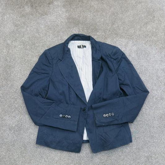 Ann Taylor Womens Blazer Coat Single Breasted Long Sleeves Blue Size 0 Regular
