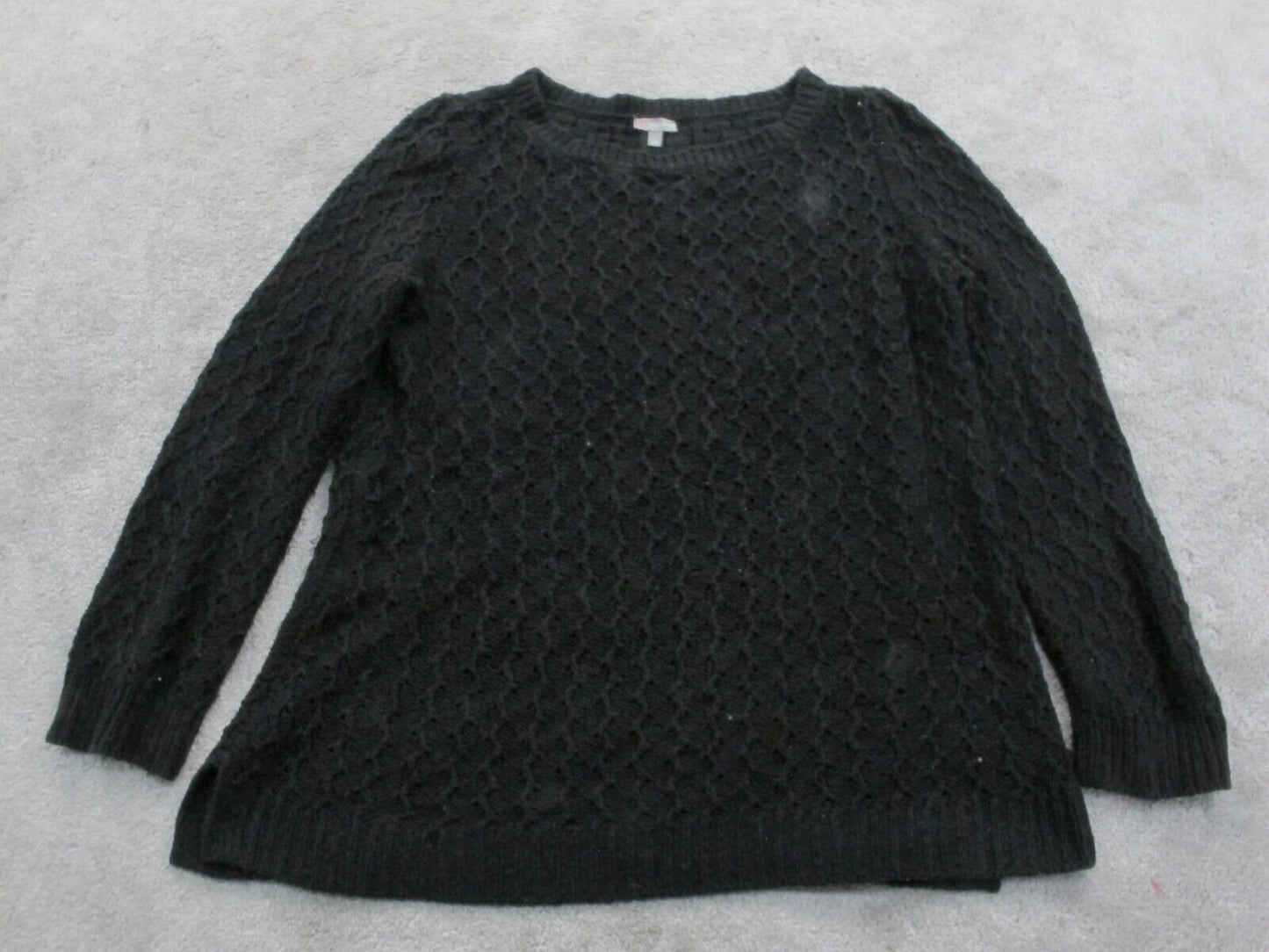 Talbots Womens Pullover Sweater Knitted Long Sleeves Crew Neck Black Size Large