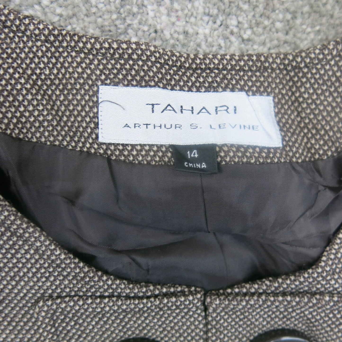 Tahari Womens Pea Coat Double Breasted Long Sleeves Round Neck Light Brown SZ 14