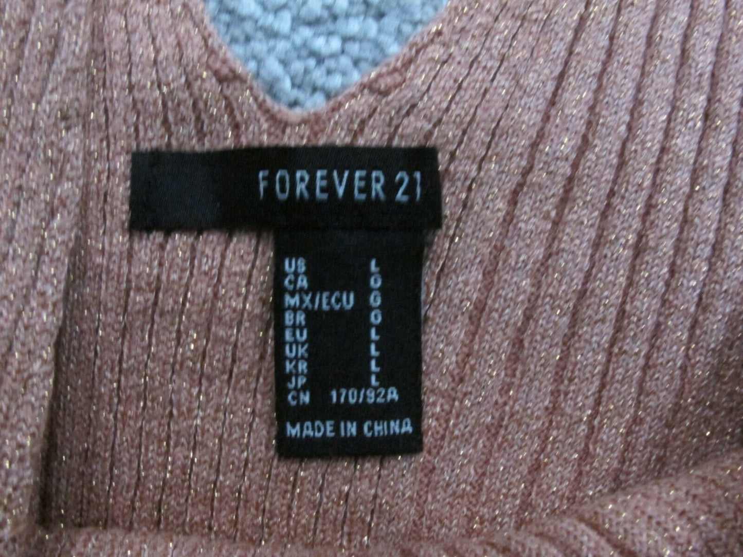 Forever 21 Womens Knitted Tank Top Sleeveless V Neck Nude Pink Size Large