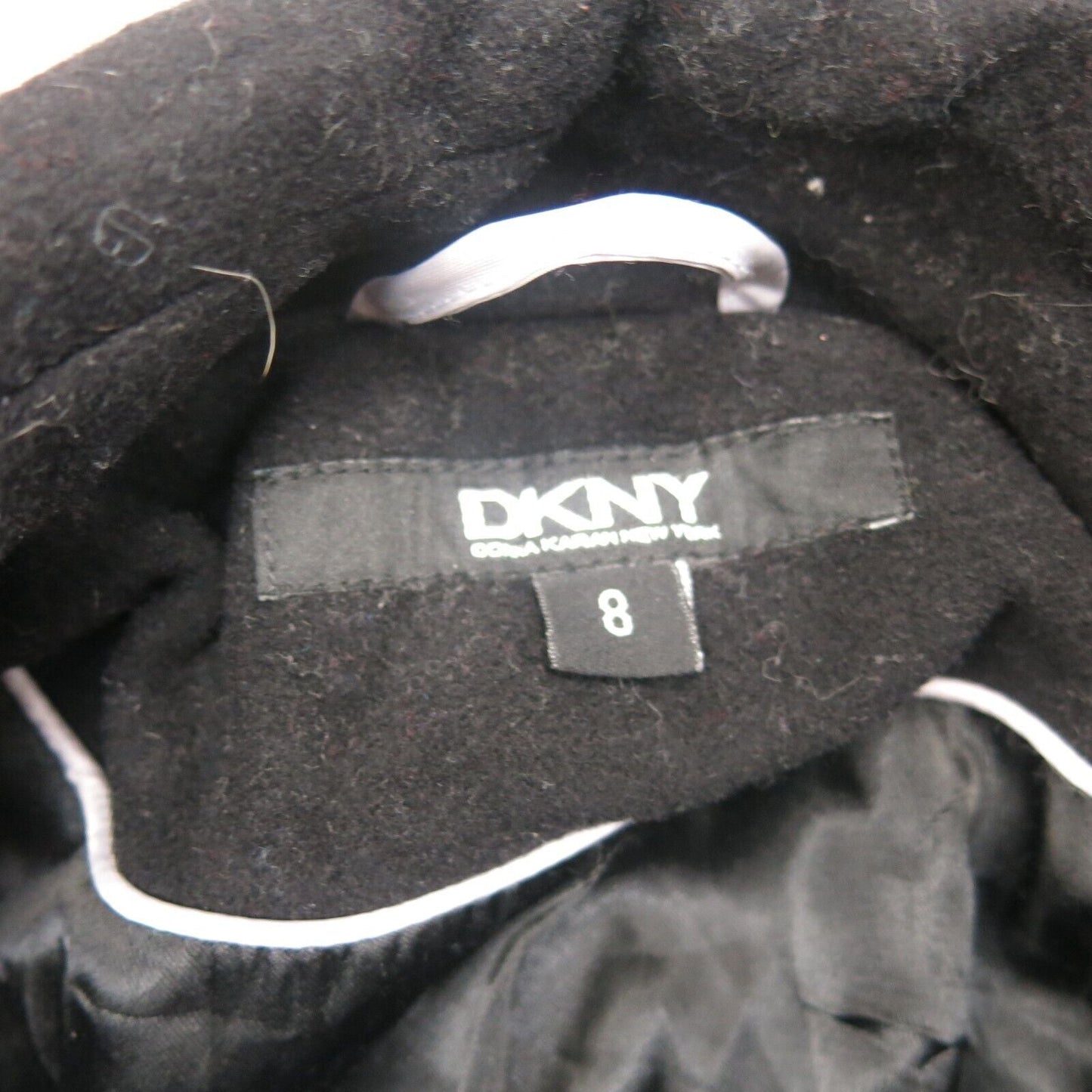 DKNY Womens Trench Coat Long Sleeves Front Button Pockets Black Size 8