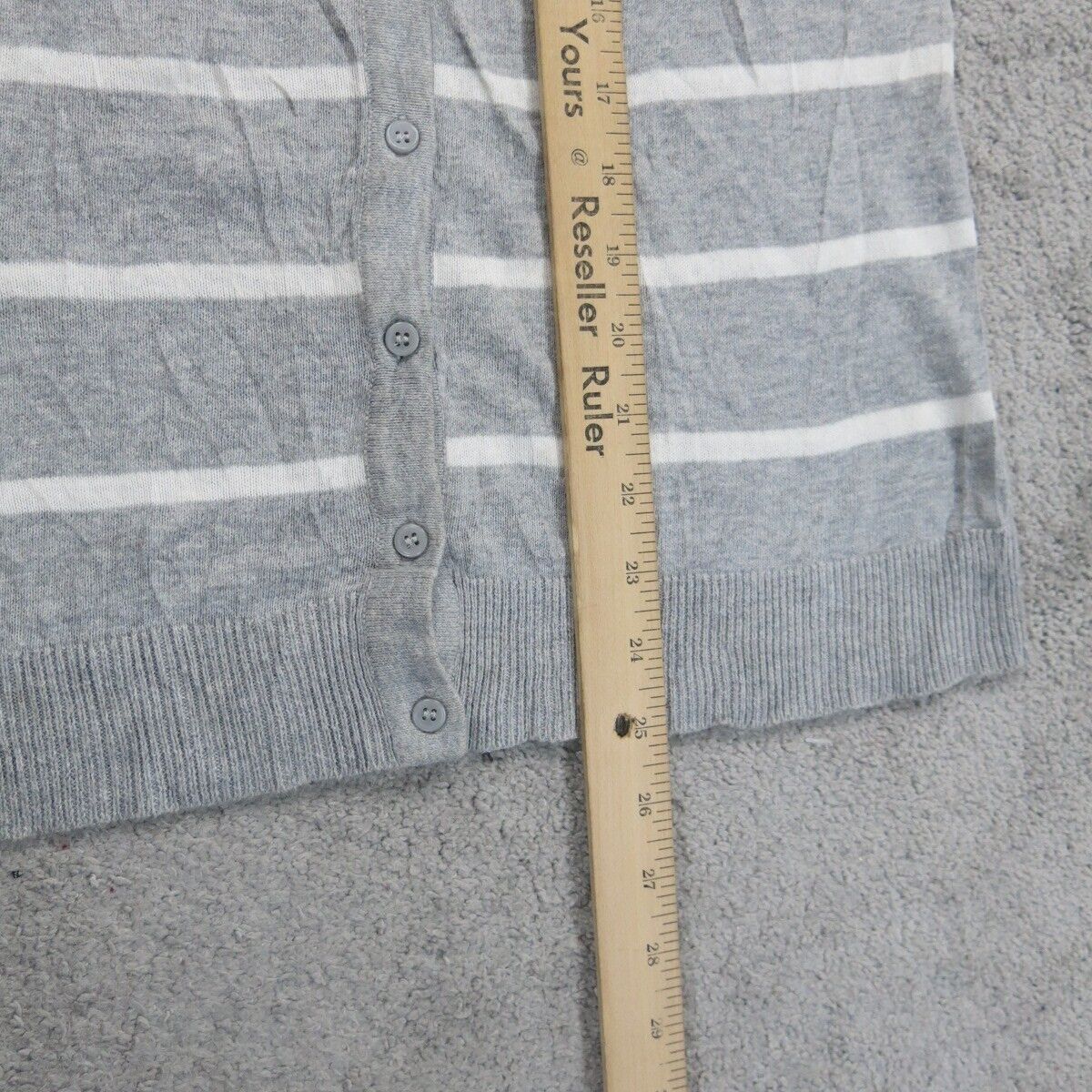 The Limited Womens Cardigan Sweater Stretch 3/4 Sleeves Striped Gray Size Medium