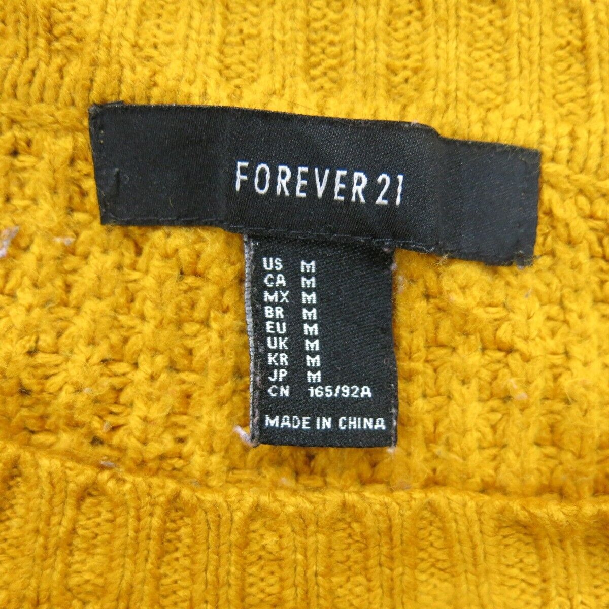 Forever 21 Womens Pullover Cropped Sweater Long Sleeve Crew Neck Yellow Medium