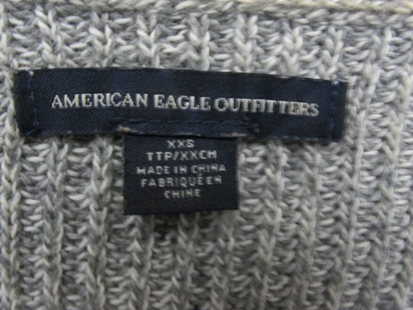 American Eagle Womens Pullover Sweater Knitted Tassel Long Sleeves Gray Size XXS