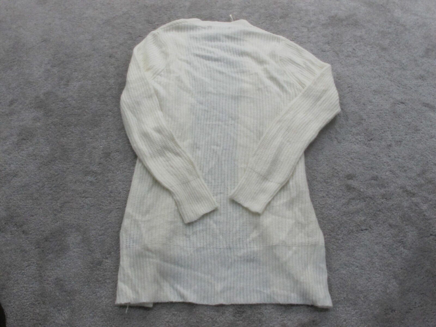 Forever 21 Womens Cardigan Sweater Open Front Long Sleeves Pockets White Size S